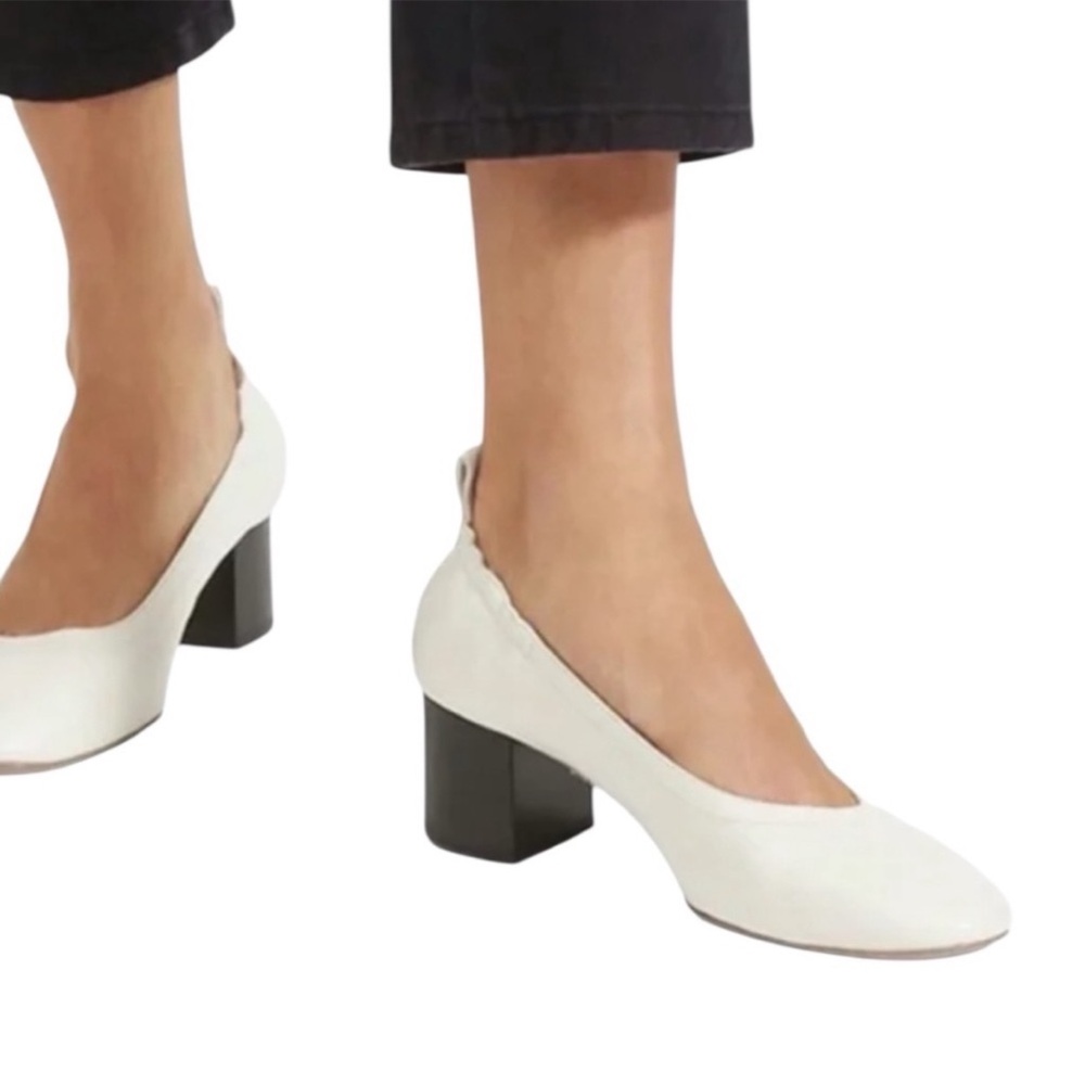 Everlane The Day Heel in Bone White Italian Leather SZ 6.5